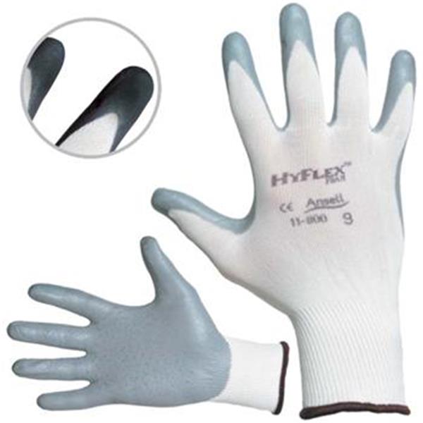 ANSELL 11-800 - HyFlex Foam - Rukavice pracovní (vel. 7) pletené bezešvé, dlaň a prsty nitril, antistatické