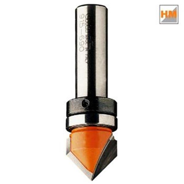 CMT Orange Tools C91516011B - Fréza na V-drážku 90°, na dřevo pr. 16 x 12,7 mm HM, s ložiskem, stopka 8 mm