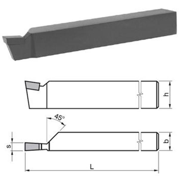 DENAS 223730-12x08-H10 - Nůž soustružnický 12x08x100mm zapichovací pravý H10 (K10), DIN 4981