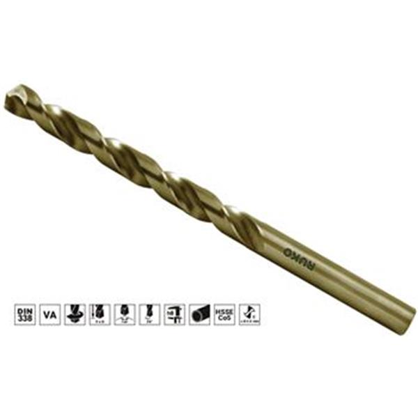 Ruko 215022 - Vrták do kovu pr. 2,2 mm délka 53/27mm, válcová stopka, středně dlouhý, vybrušovaný, HSS-Co5