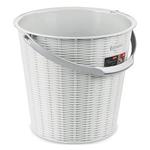 Stefanplast 29500 - Plastový kbelík Elegance s povrchem v imitaci ratanu, objem 10 litrů, barva bílá
