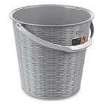 Stefanplast 29505 - Plastový kbelík Elegance s povrchem v imitaci ratanu, objem 10 litrů, barva šedá