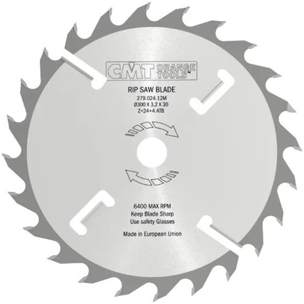 CMT Orange Tools C27902412U - Industrial Rozmítací kotouč s vyklizovacím zubem pr. 300 x 3,2 mm otvor pr. 60 mm Z24+4 MEC HW