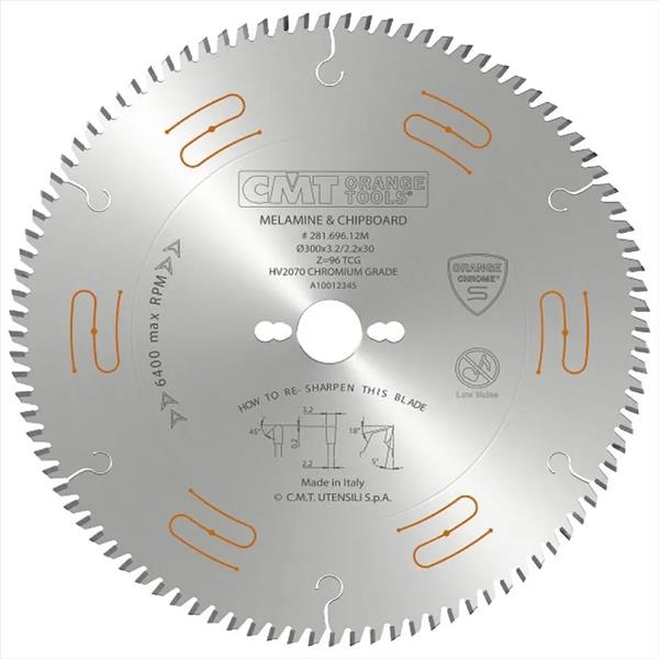 CMT Orange Tools C28168010M - CHROME Pilový kotouč na lamino, DTD a MDF pr. 250 x 3,2 mm otvor pr. 30 mm Z80 HW