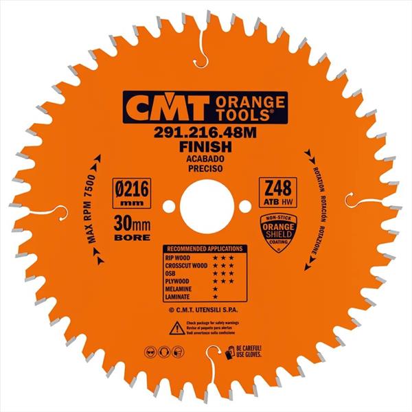 CMT Orange Tools C29121648M - Pilový kotouč pro elektronářadí univerzální pr. 216 x 2,8 mm otvor pr. 30 mm Z48 HW -5°Neg