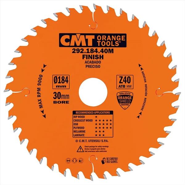 CMT Orange Tools C29218440M - Pilový kotouč pro elektronářadí, finální řez pr. 184 x 2,6 mm otvor pr. 30 mm Z40 HW