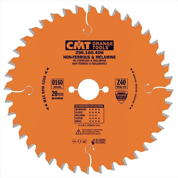 CMT Orange Tools C29616040H - Pilový kotouč na lamino, plast a neželezné kovy pr. 160 x 2,2 mm otvor pr. 20 mm Z40 HW