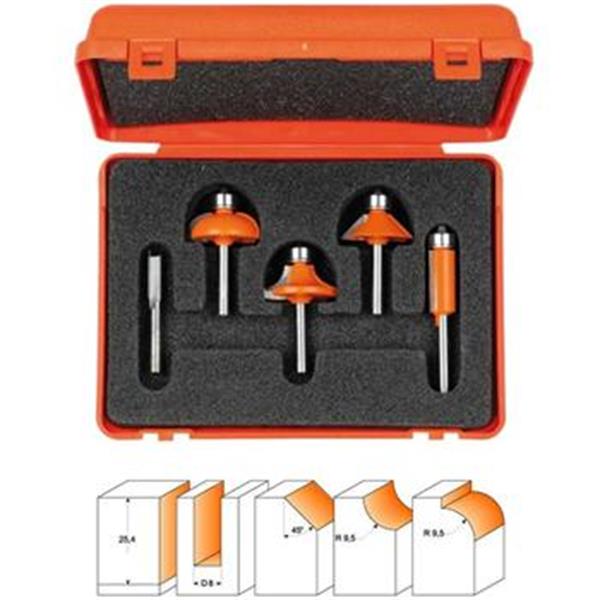 CMT Orange Tools C90000503 - Sada fréz 5 dílná, stopky pr. 8 mm