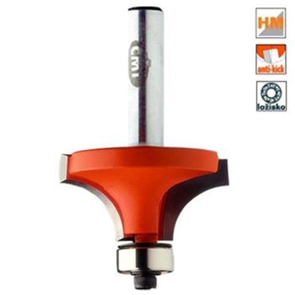 CMT Orange Tools C93894511 - Zaoblovací, radiusová fréza vydutá na dřevo pr. 44,5 x 22mm, R=16mm s ložiskem, stopka 12 mm