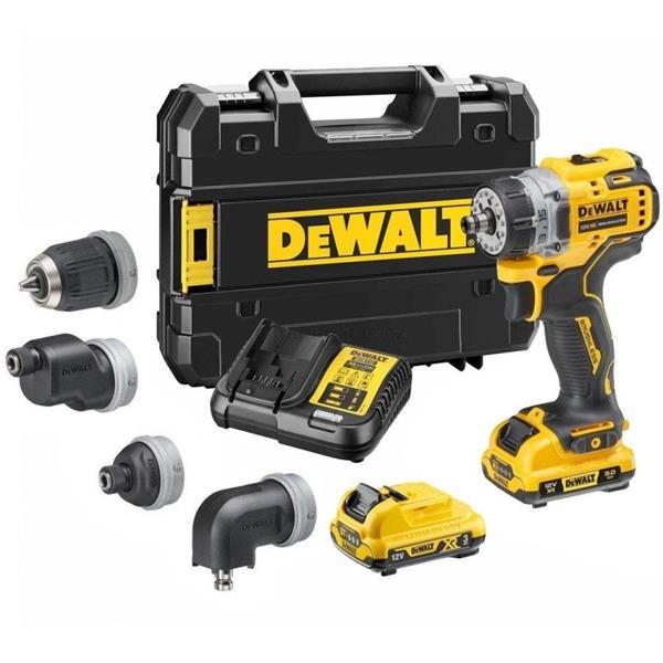 DEWALT DCD703L2T-QW - Akumulátorová vrtačka-šroubovák s multifunkční hlavou 12V, 2x aku 3,0 Ah