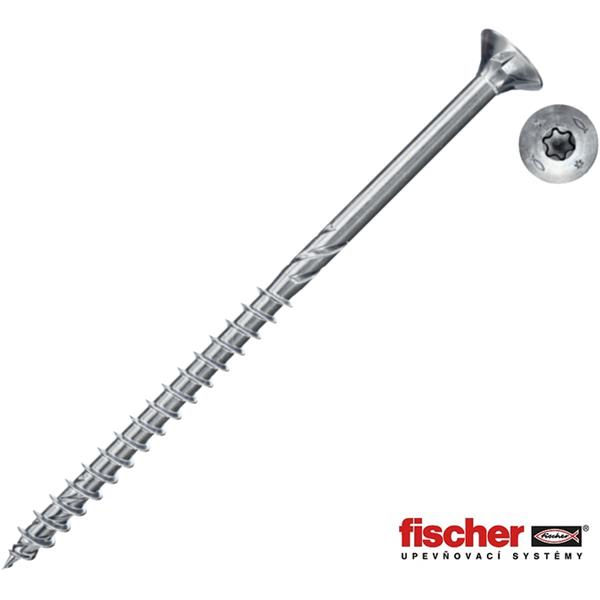 Fischer 670347 - Vrut univerzální do dřeva pr. 5 x 90 mm částečný závit, zapuštěná hlava T25, FPF II CTP Power-Fast, bílý zinek