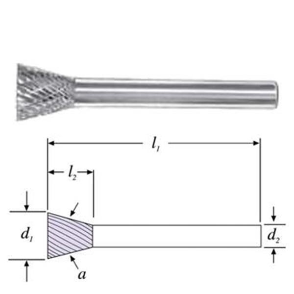 SGS 25853 (SN-1M) - Fréza technická SN-1M - obrácený kužel pr. 6,0x8,0mm, stopka 6mm