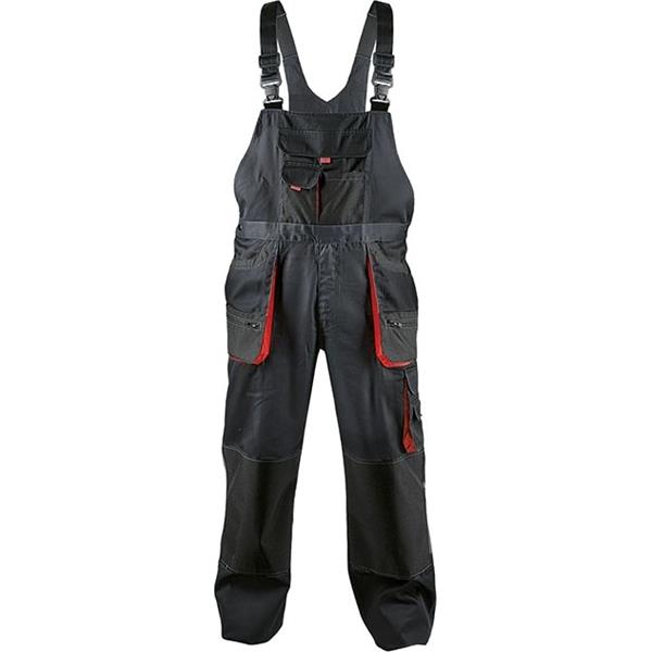 Kalhoty pracovní s laclem FF CARL BE-01-004 (vel.50), montérkové, černo - červené