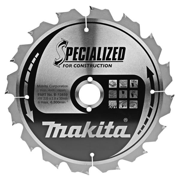 Makita B-13699 - Kotouč pilový pr. 235 x 2,8 x 30mm 16T Konstrukt=new B-33560