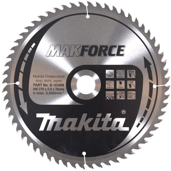 Makita B-32409 - Kotouč pilový pr. dřevo MAKFORCE 270 x 2.8 x 30mm 60Z = old B-08573