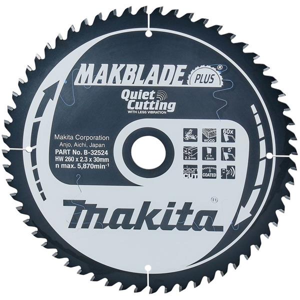 Makita B-32524 - Kotouč pilový pr. dřevo MAKBLADEplus 260 x 2.3 x 30mm 60Z = old B-08698