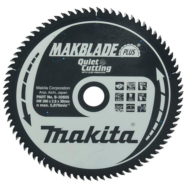 Makita B-32655 - Kotouč pilový na dřevo MAKBLADE plus 260x2.8x30mm 80Z (old B-08844)