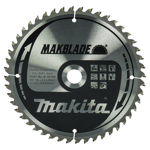 Makita B-32758 - kotouč pilový na dřevo MAKBLADE 190x2.2x20mm 48Z = old B-08953