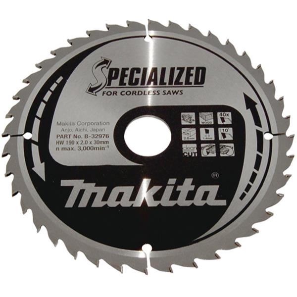 Makita B-32976 - Kotouč pilový pr. dřevo SPECIALIZED 190 x 2,0 x 30mm 40Z pro aku pily = old B-09254