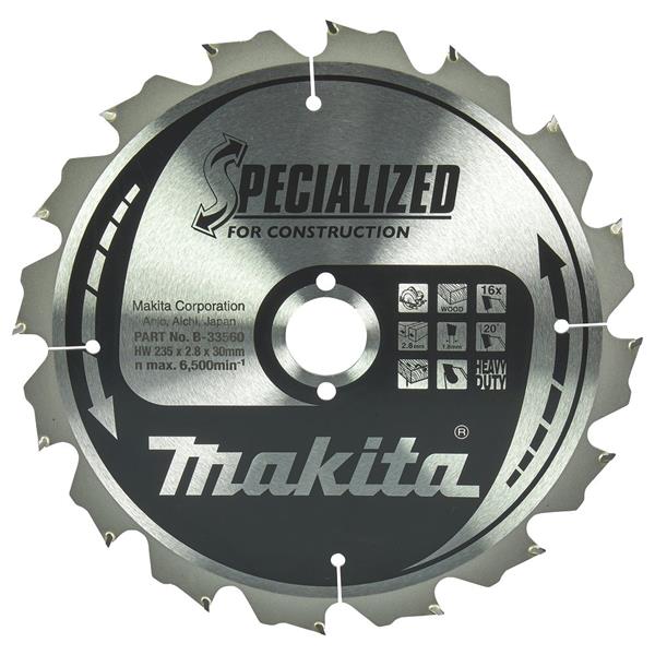 Makita B-33560 - kotouč pilový na dřevo SPECIALIZED konstrukce 235x2.8x30mm 16Z = old B-13699