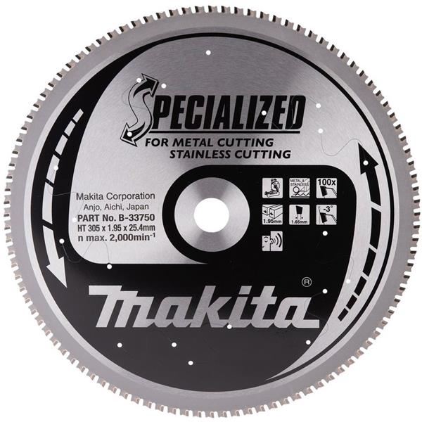Makita B-33750 - Kotouč pilový pr. 305 x 1,95 x 25,4mm 100T měkká ocel nerez =old B-23123