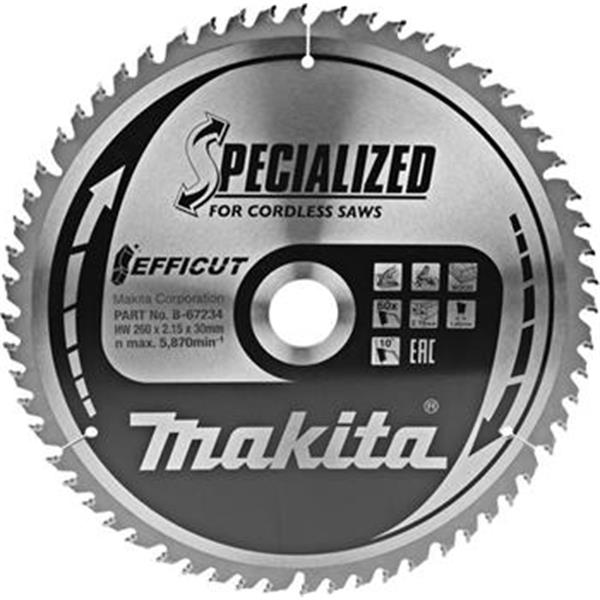 Makita B-67234 - TCT Kotouč pilový 260 x 2,15 x 30mm Efficut, počet zubů 60