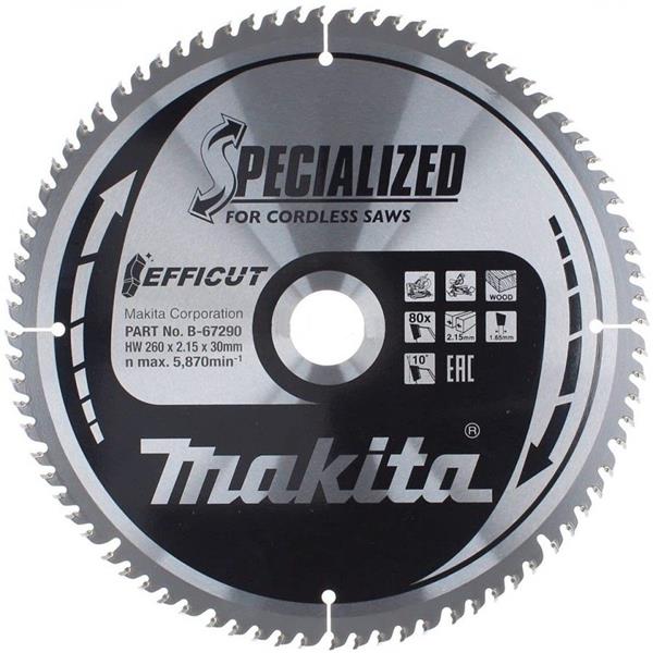 Makita B-67290 - Kotouč pilový pr. 260 x 2,15 x 30mm, 80T Efficut =old B-67240