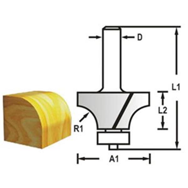 Makita D-48290 - Fréza do dřeva zaoblovací radiusová s kopírovacím ložiskem pr. 19x9,5x53 mm, stopka 6 mm