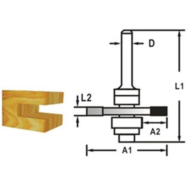 Makita D-48957 - Fréza do dřeva drážkovací kotoučová tl. 2,5 mm s kopírovacím ložiskem, stopka 8 mm