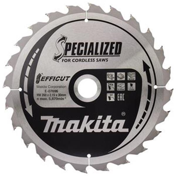 Makita E-07696 - TCT pilový kotouč Efficut 260 x 2,15 x 30 mm, počet zubů 24