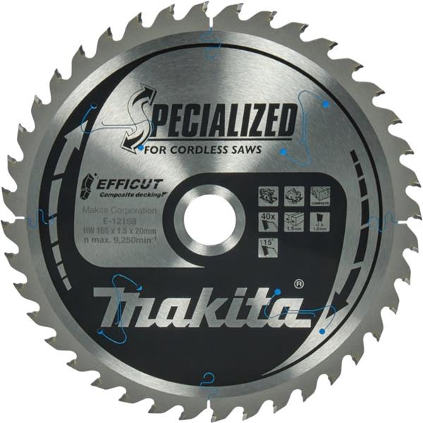 Makita E-12158 - Kotouč pilový pr. 165 x 1,5 x 20mm 40T kompozitní dřevo Efficut =new E-12223