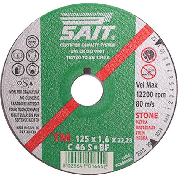 Sait 01644 - Kotouč řezný pr. 125 x 1,6 mm upínací otvor 22,2 mm na kámen C 46 S STONE PREMIUM-TM - rovný