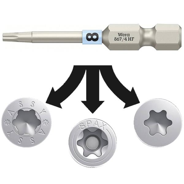 Wera 05060505001 - BIT 1/4" Torx T 8x 50mm, serie 867/4 HF BO dlouhý s bezpečnostním otvorem a přidržovací funkcí