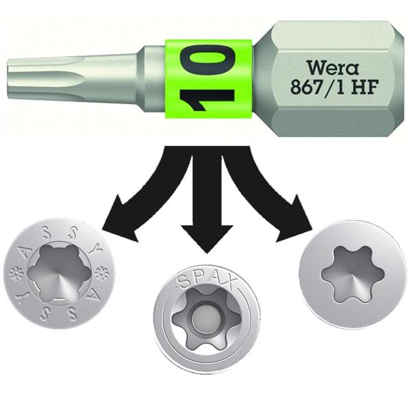 Wera 05066140001 - BIT 1/4" Torx T10x 25mm, serie 867/4 HF BO s bezpečnostním otvorem a přidržovací funkcí