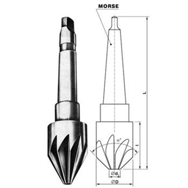 Záhlubník pr. 16mm 90°, 7 břitů, MORSE stopka 1, STIMZET