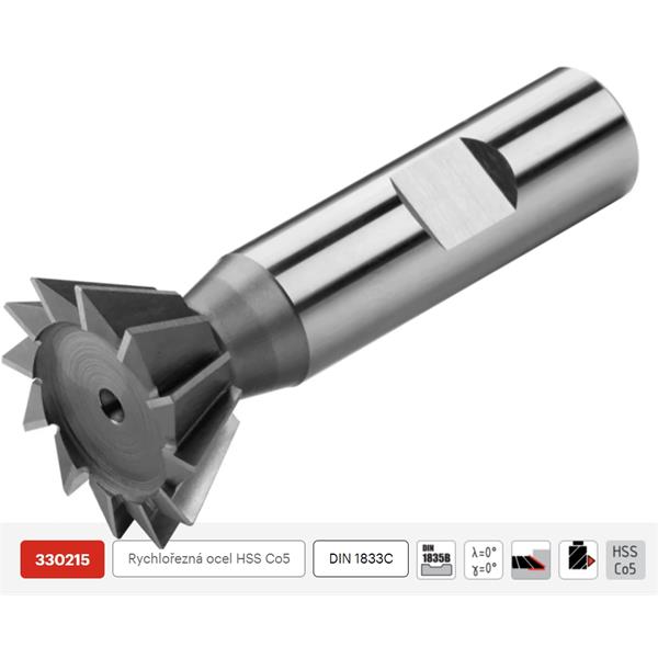 ZPS FN 330215.045160 - Fréza na kov pr. 16 mm čelní úhlová 45°, válcová stopka Weldon, HSS-Co5